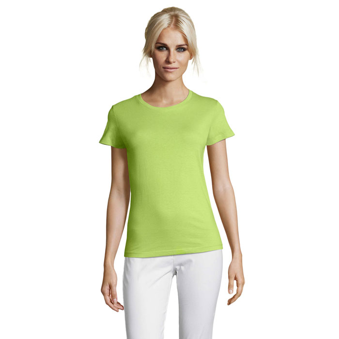 T-shirt da donna a collo tondo personalizzabile con logo