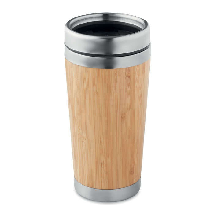 Tazza termica doppio strato con rivestimento in bamboo personalizzabile logo MIDMO9444