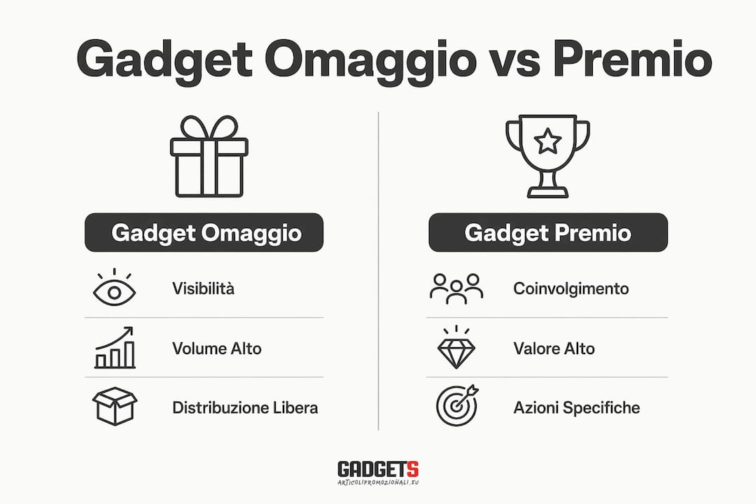 Infografica: differenze tra gadget promozionali e premi