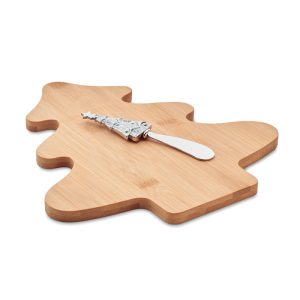 Set tagliere in legno a forma di albero e coltello per formaggio