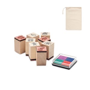 Set di 8 timbri natalizi in legno