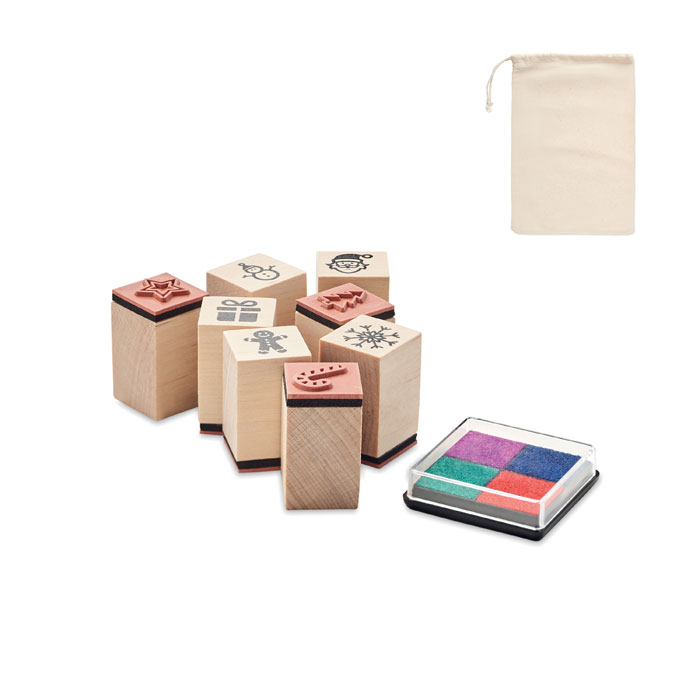 Set di 8 timbri natalizi in legno