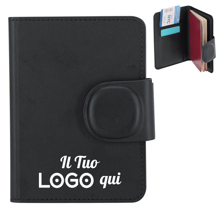 Custodia per passaporto con smart tag personalizzabile con logo