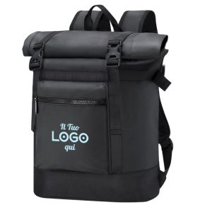 Zaino rolltop personalizzabile con logo realizzato in PVC morbido