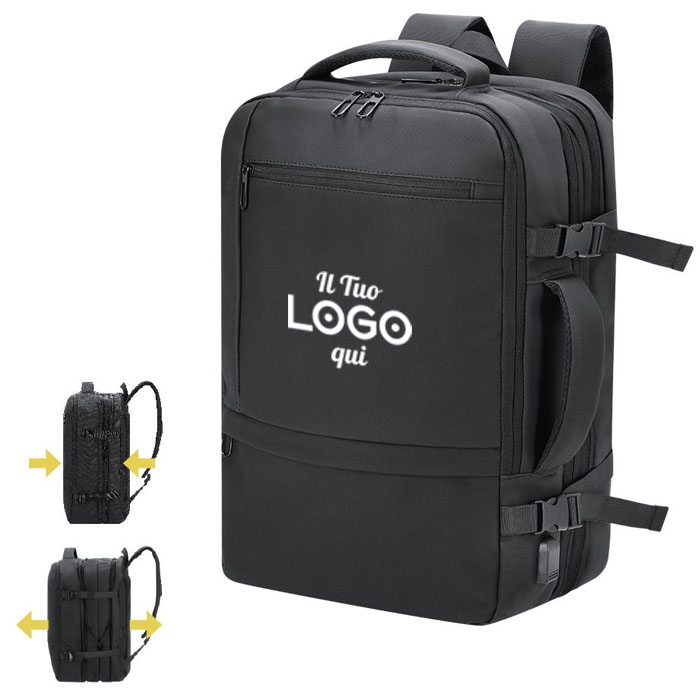 Zaino multifunzione espandibile realizzato in PU resistente personalizzabile con logo