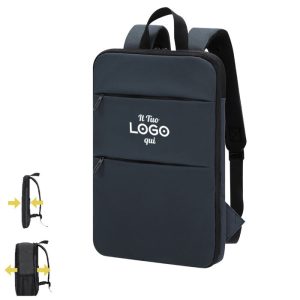 Zaino estensibile realizzato in PU e poliestere personalizzabile con logo aziendale