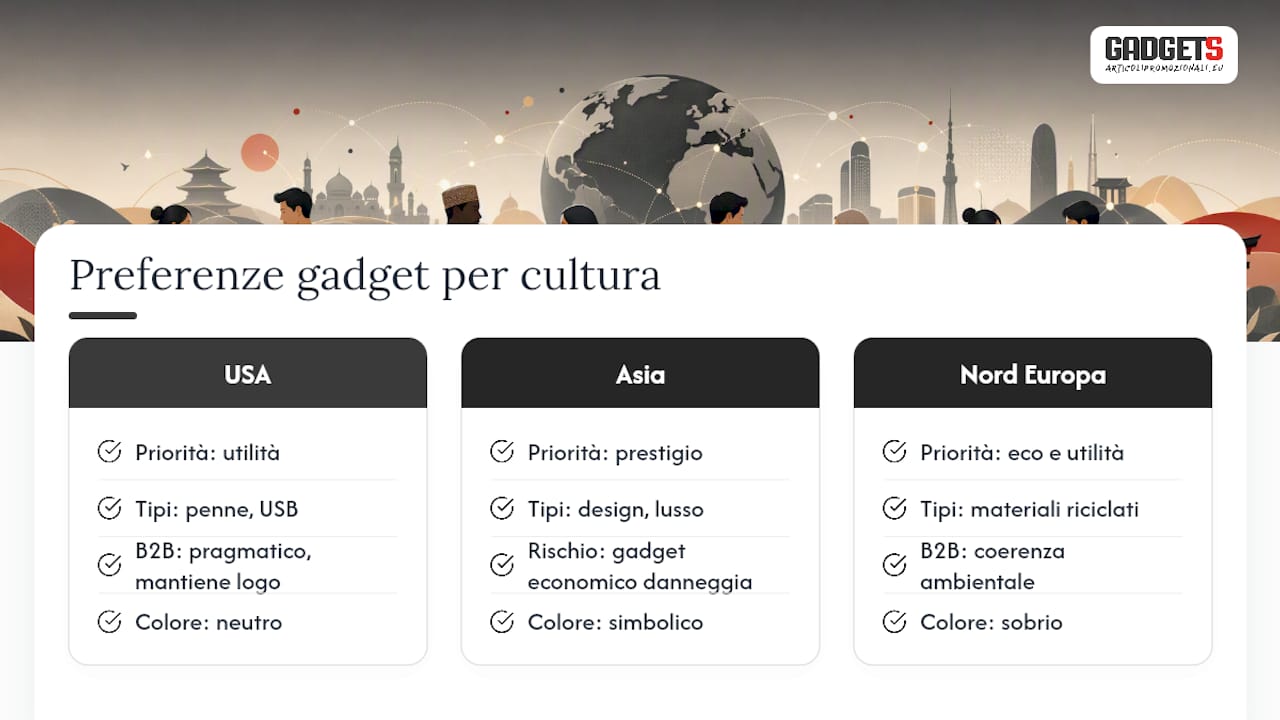 Schema comparativo sulle preferenze culturali legate ai gadget