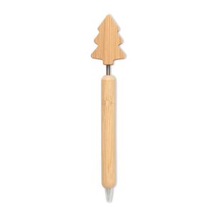 Penna personalizzabile in legno con albero di Natale a molla