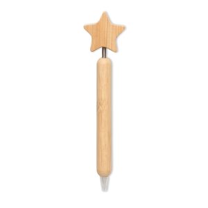 Penna personalizzabile in legno con stella a molla