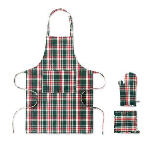 Set di grembiule presina e guanto in cotone