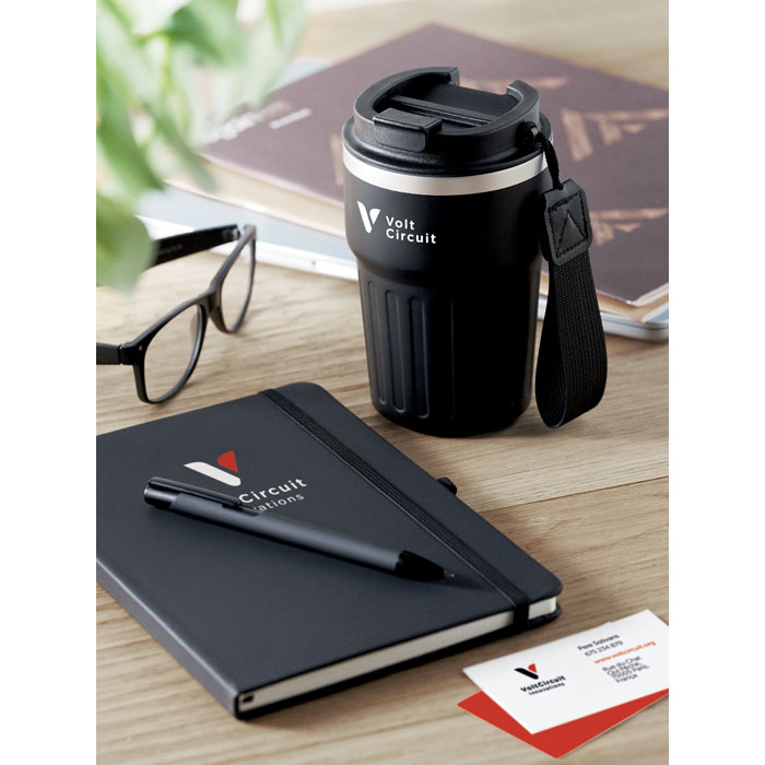 kit regalo personalizzato composto da notebook A5 penna alluminio riciclato bicchiere da 350 ml MIDMO2930