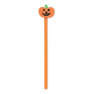 Matita in legno con gomma a forma di zucca di Halloween