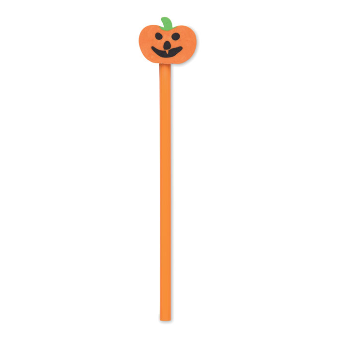 Matita in legno con gomma a forma di zucca di Halloween