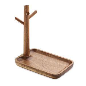 Svuota tasche e portachiavi in legno d'acacia