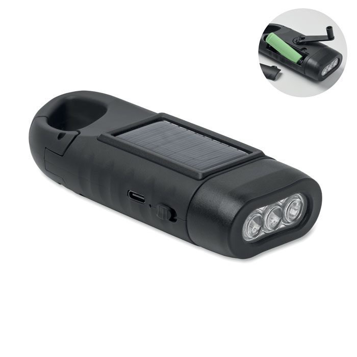 Torcia a 3 LED alimentata da pannello solare