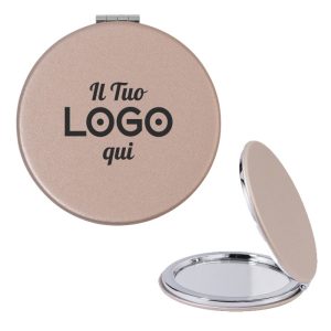 Specchietto di cortesia di forma rotonda personalizzabile con logo