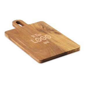 Tagliere in legno di acacia personalizzabile con logo con manico