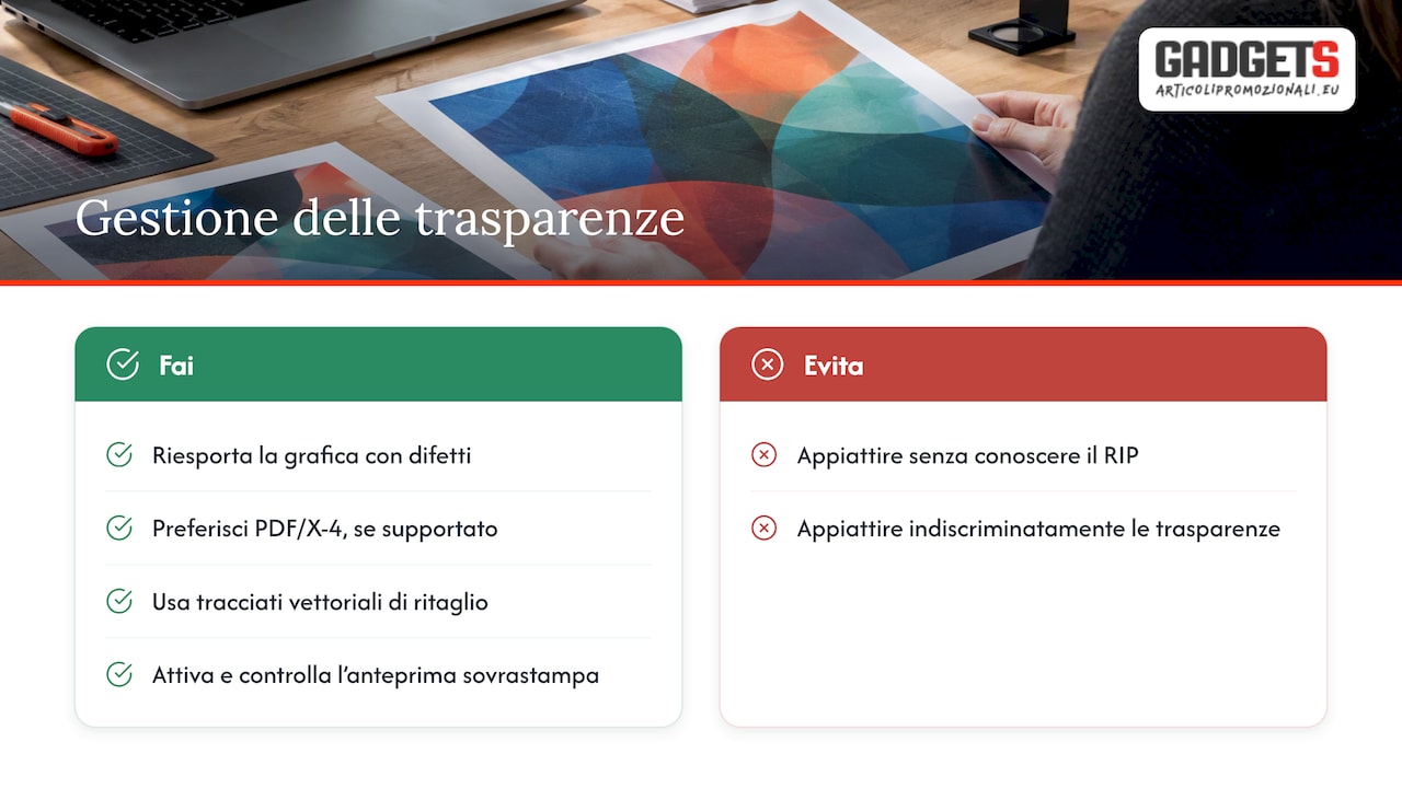 Trasparenze e sovrastampe: come evitare artefatti e linee bianche — overview diagram