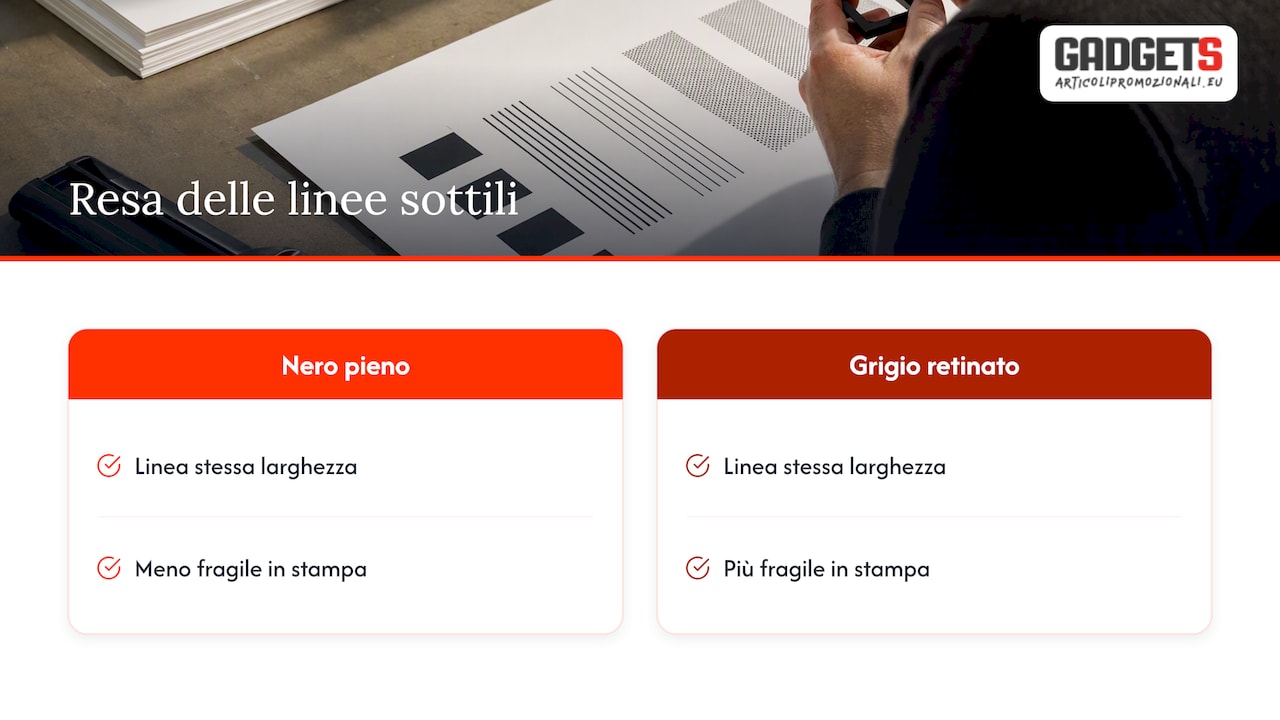 Confronto tra linea nera piena e retinata