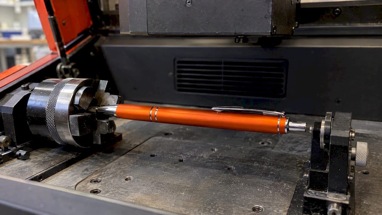 Penna anodizzata con incisione laser argentata